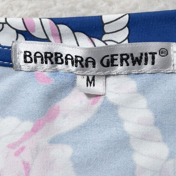 Barbara Gerwit Shift Mini Dress Womens Sz M Blue Seashell Nautical Print - Picture 3 of 10